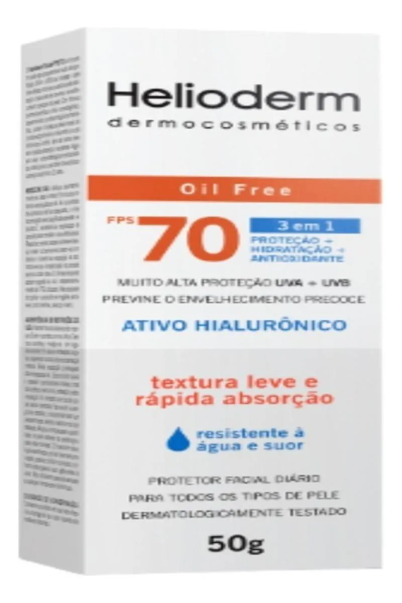 HELIODERM FACIAL FPS 70 OIL FREE 50G 3 EM 1