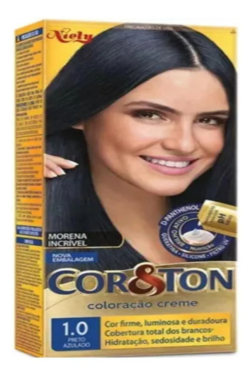 TINTURA COLORAçãO COR & TON NIELY 2.0 PRETO INTENSO 10 Preto Azulado
