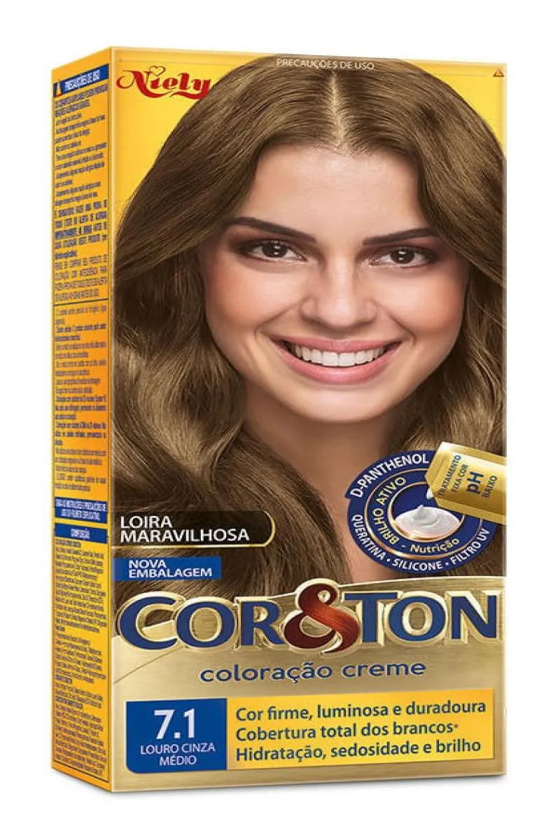 TINTURA COLORAçãO COR & TON NIELY 2.0 PRETO INTENSO 71 Louro Cinza Medio