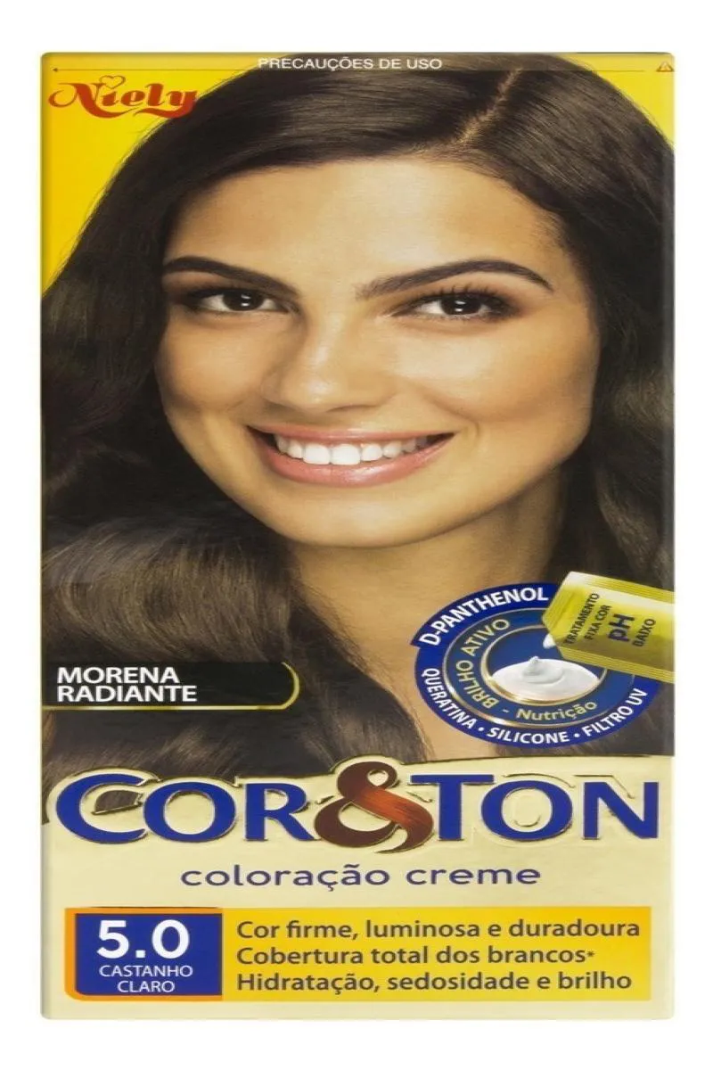 TINTURA COLORAçãO COR & TON NIELY 2.0 PRETO INTENSO 50 Castanho Claro