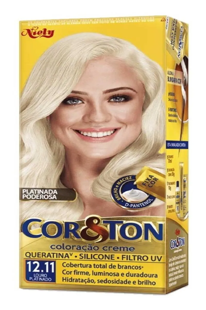 TINTURA COLORAçãO COR & TON NIELY 2.0 PRETO INTENSO 1211 Louro Platinado