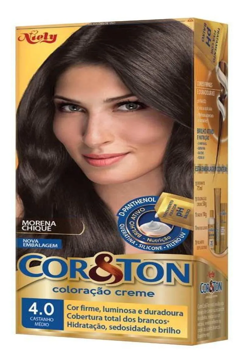 TINTURA COLORAçãO COR & TON NIELY 2.0 PRETO INTENSO 40 Castanho Medio