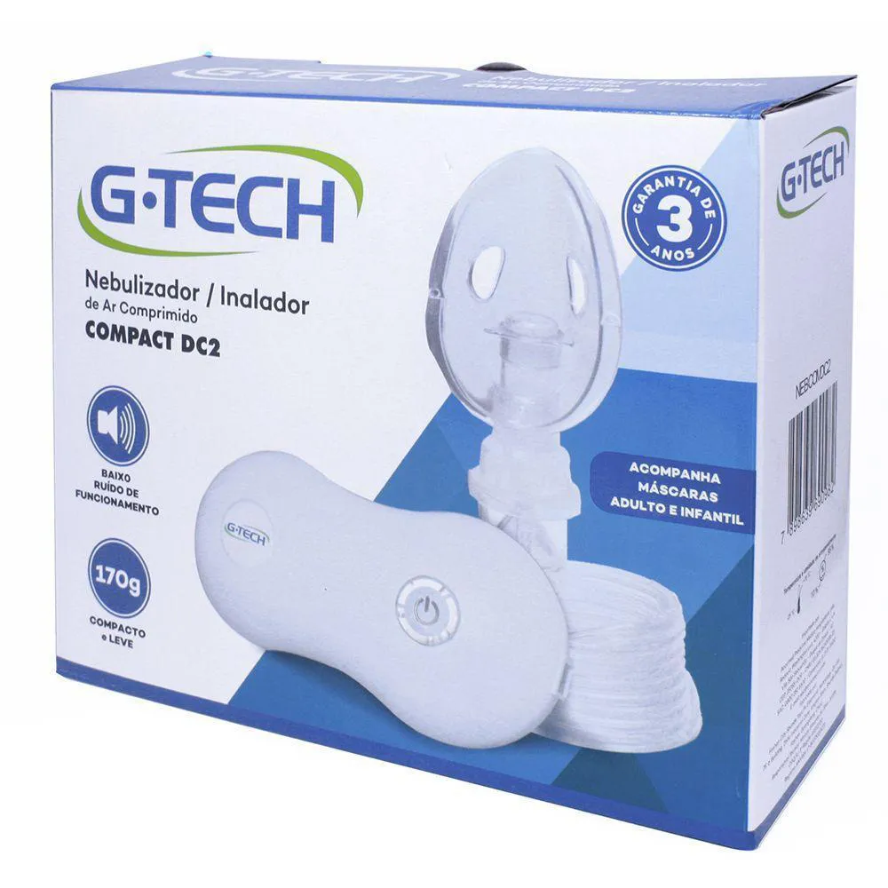 NEBULIZADOR COMPRESSOR G-TECH COMPACT DC2 BRANCO 100V/240V 1 Unidade