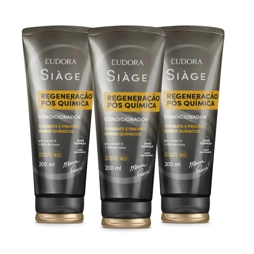 COMBO CONDICIONADOR EUDORA SIàGE EXPERT REGENERAçãO PóS QUíMICA 3X 200ML