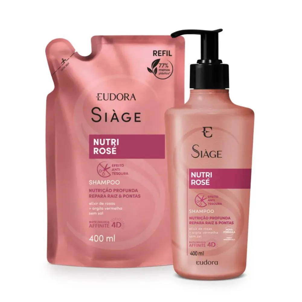 COMBO SIàGE EUDORA NUTRI ROSE SHAMPOO 400ML + REFIL 400ML