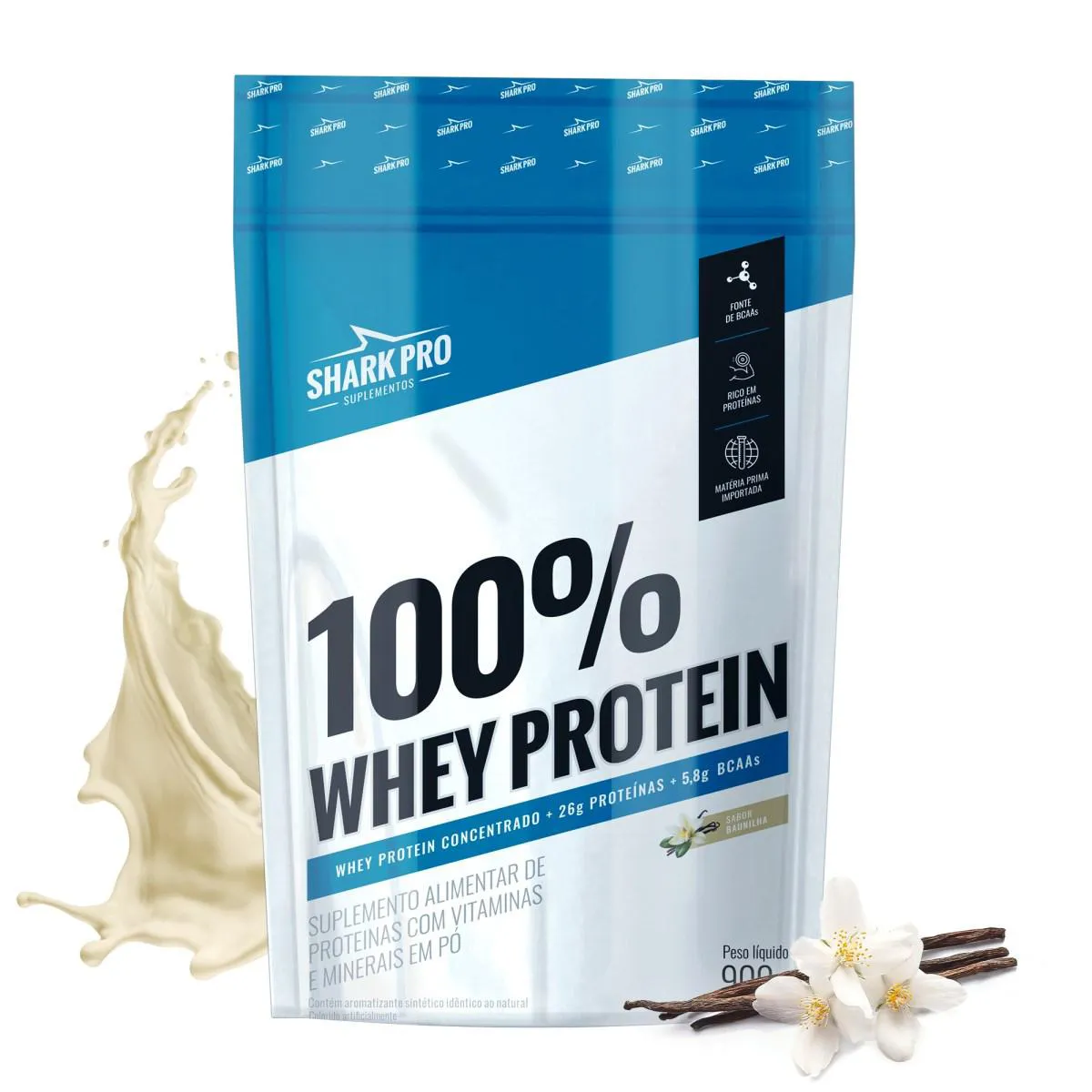 SHARK PRO - 100% WHEY PROTEIN - 900G  - BAUNILHA