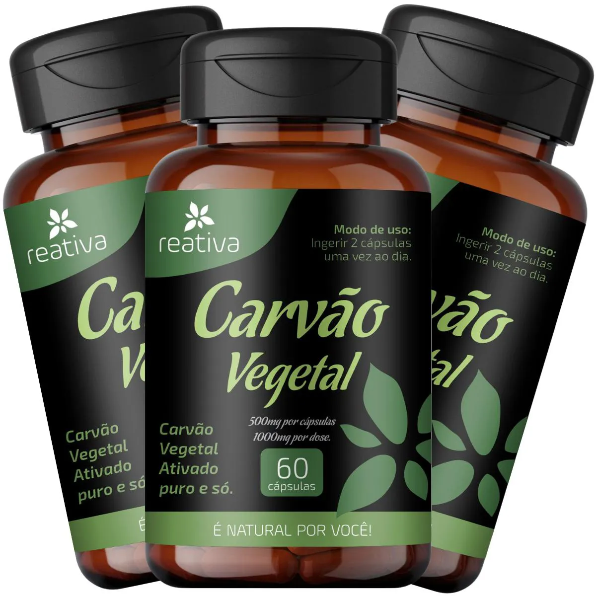 3 CARVAO VEGETAL 180 CAPS