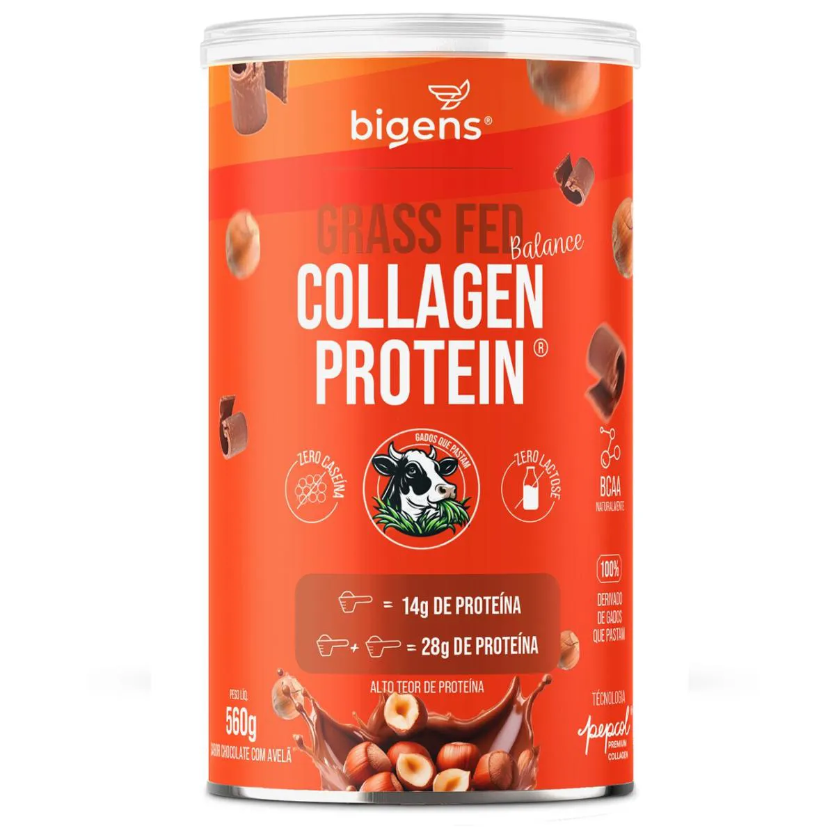 BIGENS GRASS FED BALANCE COLLAGEN PROTEIN 560G CHOCOLATE  COM AVELÃ