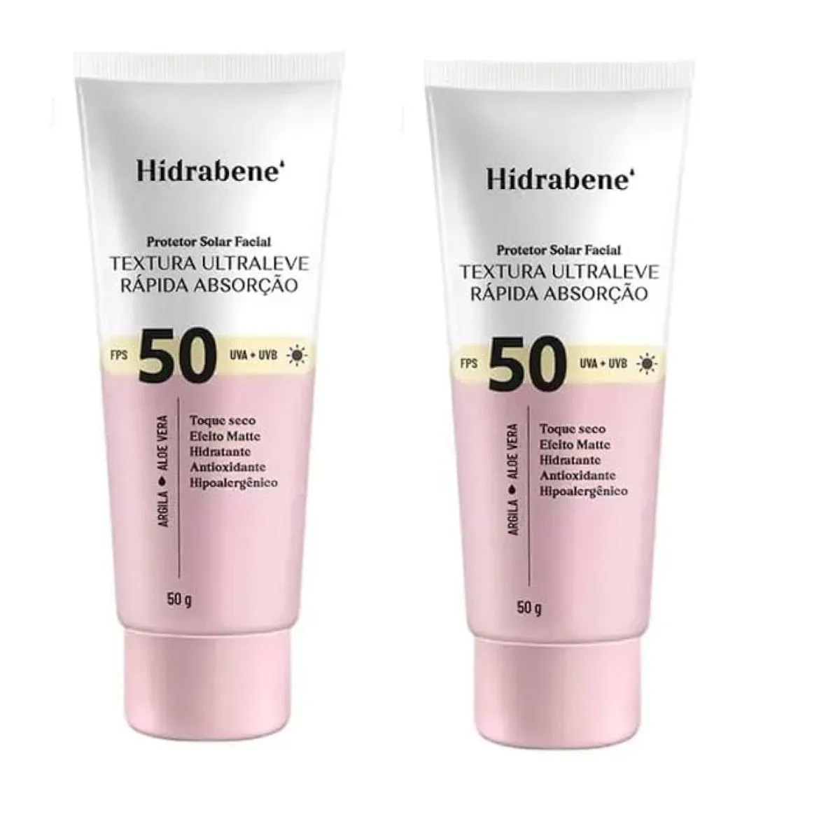 KIT 02 PROTETOR SOLAR FACIAL FPS 50 50G - HIDRABENE