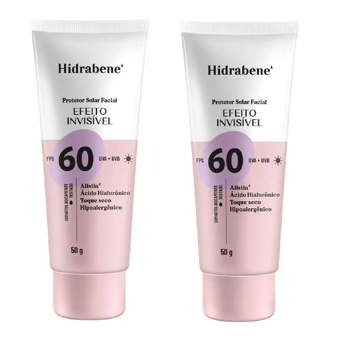 KIT 02 PROTETOR SOLAR FPS 60 EFEITO INVISíVEL 50G - HIDRABENE