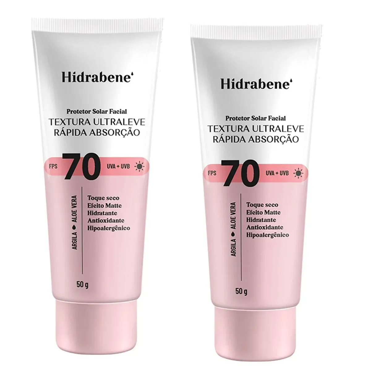 KIT 02 PROTETOR SOLAR FPS 70 RáPIDA ABSORçãO 50G - HIDRABENE