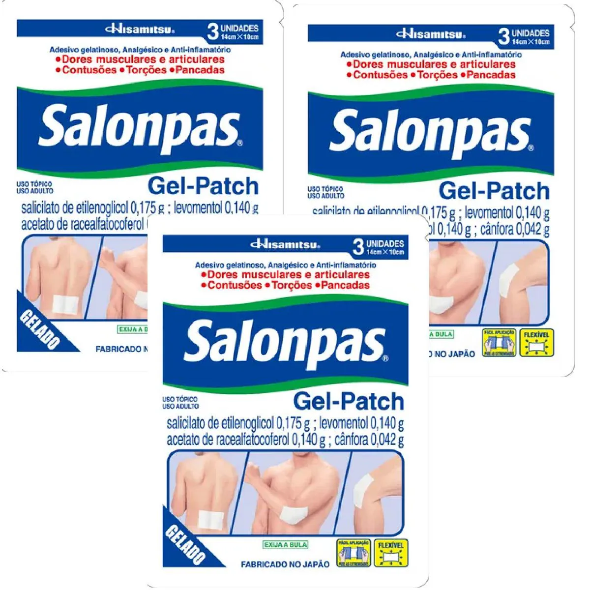 KIT 03 SALONPAS GEL PATCH COM 3 UN 14CM X 10CM - HISAMITSU