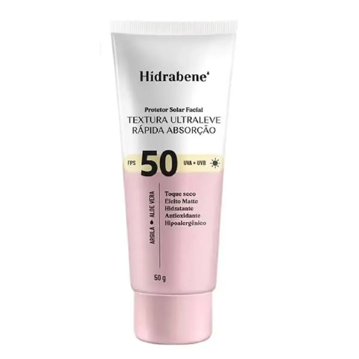 PROTETOR SOLAR FACIAL FPS 50 RáPIDA ABSORçãO 50G - HIDRABENE