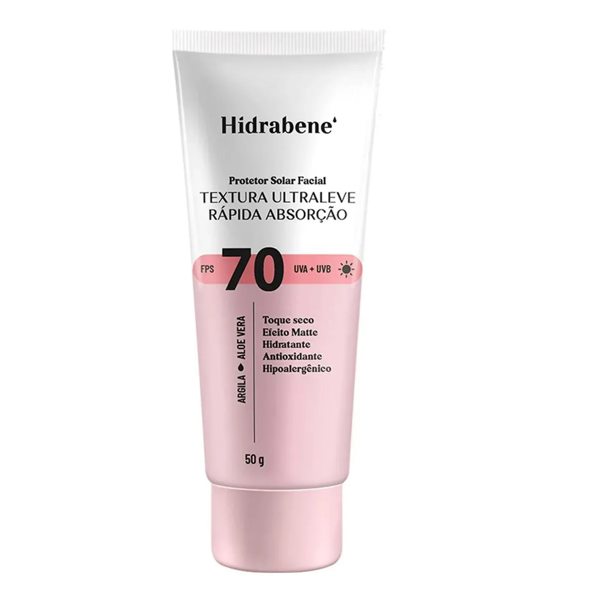 PROTETOR SOLAR FACIAL FPS 70 RáPIDA ABSORçãO 50G - HIDRABENE