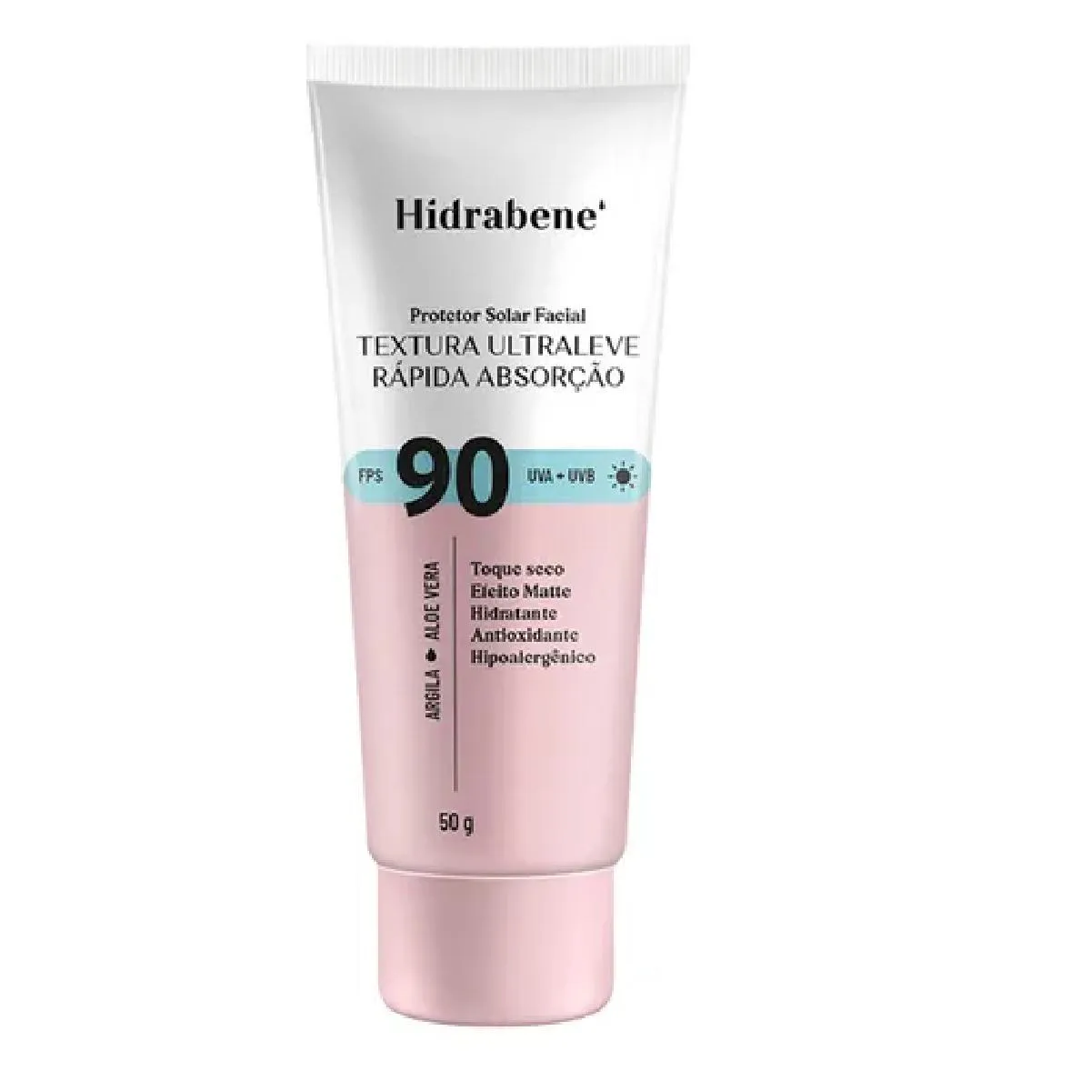 PROTETOR SOLAR FACIAL FPS 90 RáPIDA ABSORçãO 50G - HIDRABENE