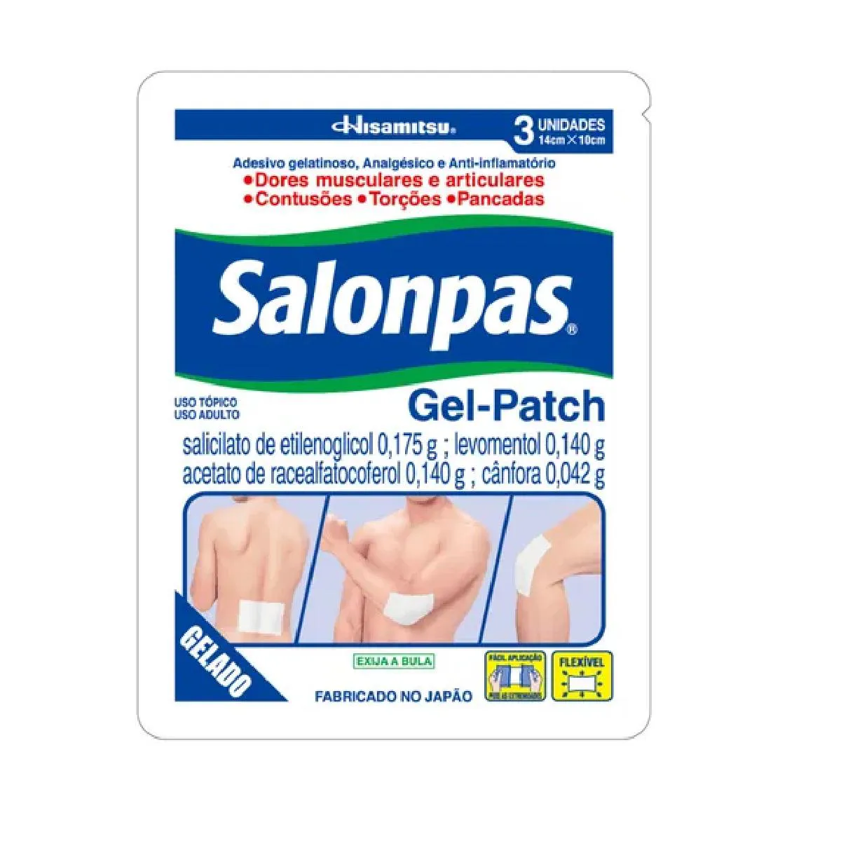 SALONPAS GEL PATCH COM 3 UNIDADES 14CM X 10CM - HISAMITSU