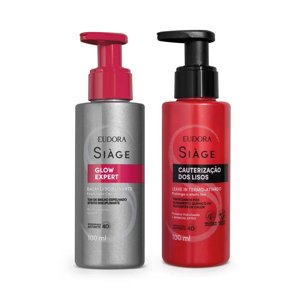 COMBO SIàGE LEAVE IN E BALM: LEAVE-IN SIàGE CAUTERIZAçãO DOS LISOS 100ML + BALM DISCIPLINANTE FINALIZADOR GLOW EXPERT 100ML