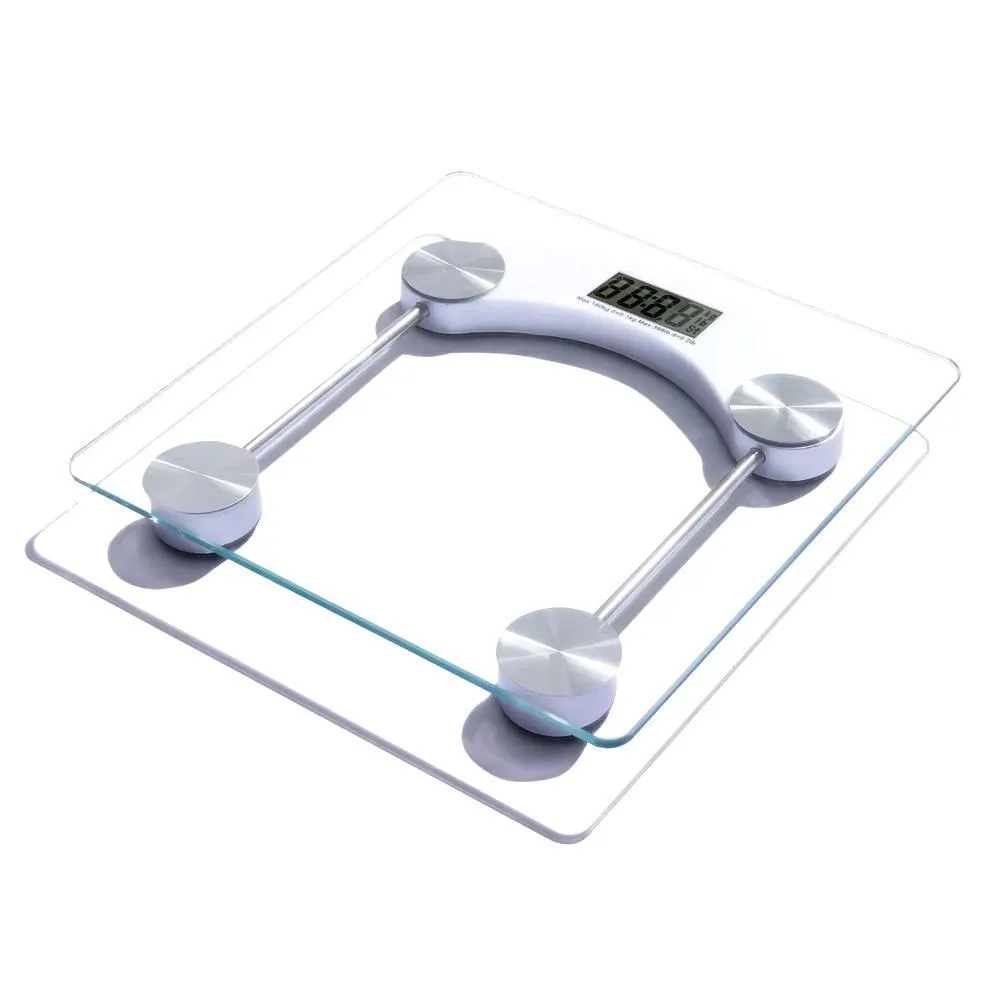 BALANçA DIGITAL CORPORAL, CAPACIDADE DE 180KG, LED, TRANSPARENTE, IDEAL PARA BANHEIRO, ACADEMIA, VIDRO TEMPERADO, DOMéST