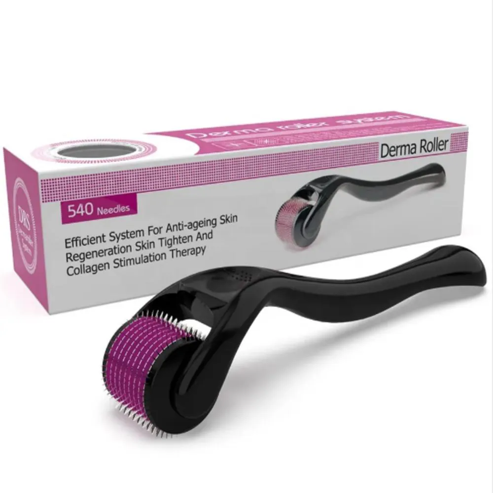 DERMAROLLER 0,50MM DERMA ROLLER ESFOLIADOR 540 AGULHAS MICROAGULHAMENTO ROLO MICROAGULHA APARELHO ANTI-RUGAS ACNE