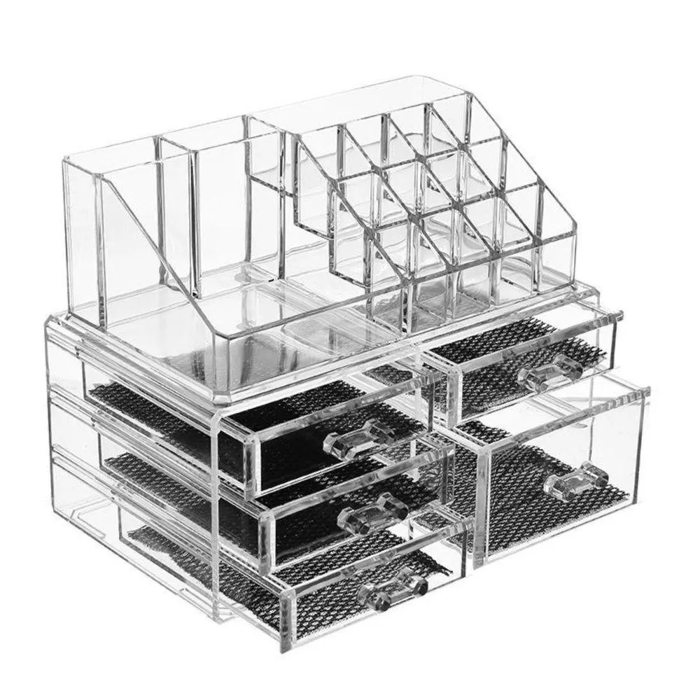 ORGANIZADOR DE MAQUIAGEM ACRíLICO 5 GAVETAS, 16 DIVISóRIAS, PORTA BATOM, COSMéTICOS, PINCéIS, CAIXA PARA ESMALTE E JOIAS