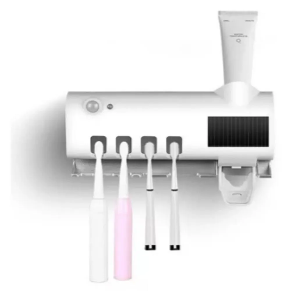 SUPORTE ESCOVA DE DENTE COM ESTERILIZADOR, DISPENSER AUTOMáTICO DE PASTA, HIGIENIZADOR UV