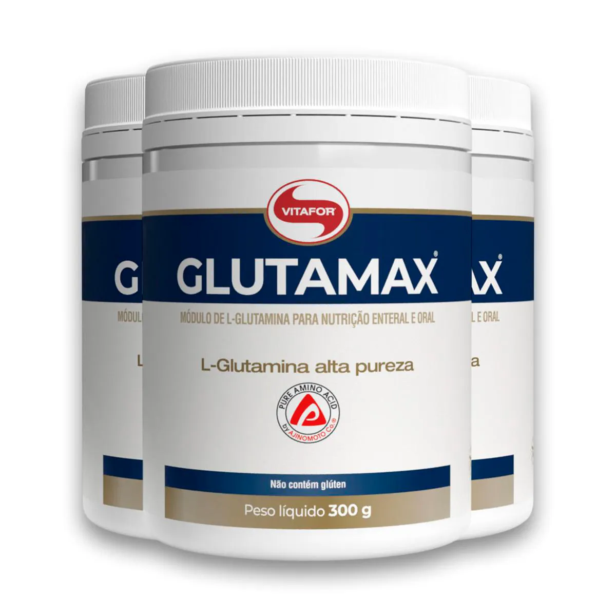 Kit 3 Glutamax Vitafor Glutamina 300g