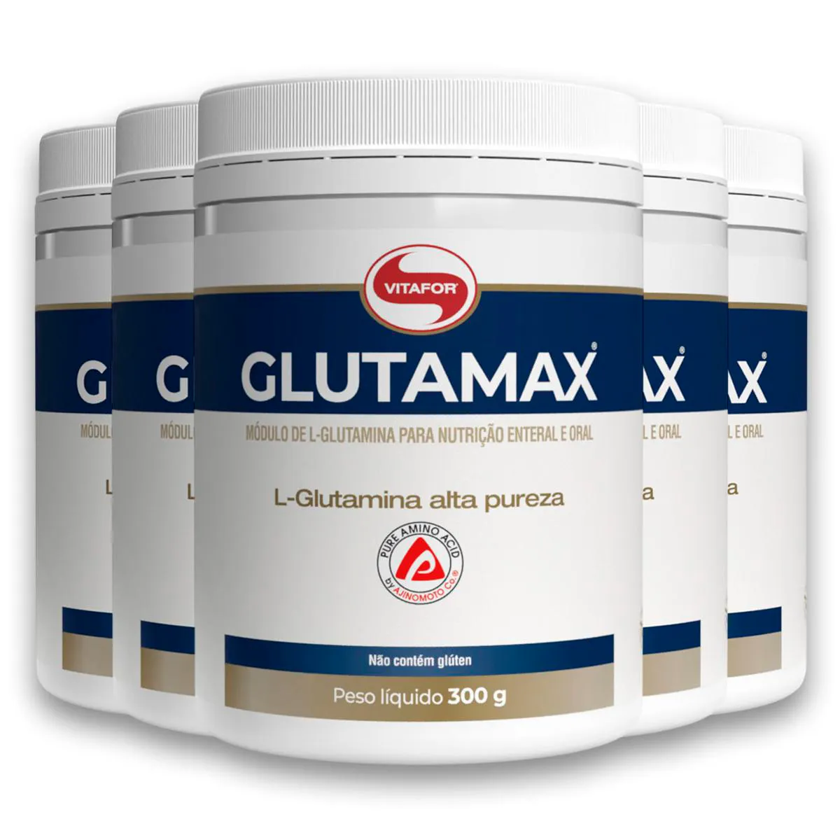 Kit 5 Glutamax Vitafor Glutamina 300g
