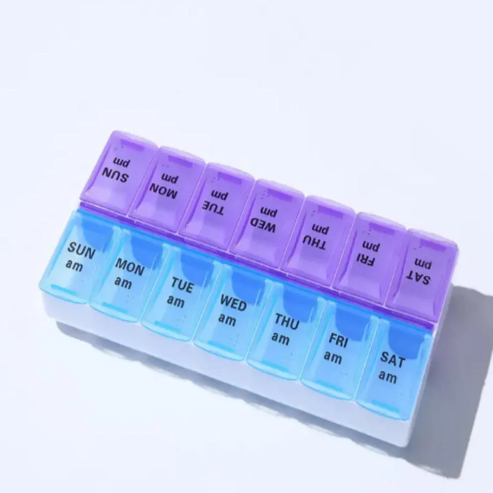 PORTA COMPRIMIDOS SEMANAL 2 DIVISóRIAS ORGANIZADOR CAIXA REMéDIOS CáPSULAS SUPLEMENTOS
