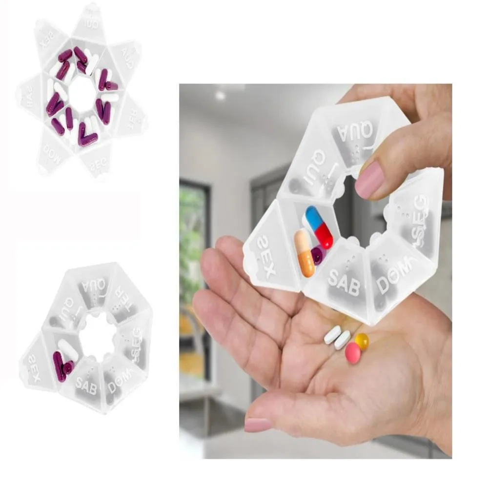 PORTA COMPRIMIDOS SEMANAL SUPLEMENTOS 7 DIVISORIAS CAIXA MEDICAMENTOS ORGANIZADOR COM TAMPA