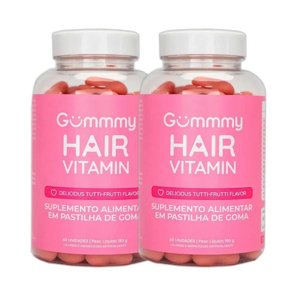 KIT 2X VITAMINA HAIR CABELOS UNHAS 30 U TUTTI-FRUTTI GUMMMY