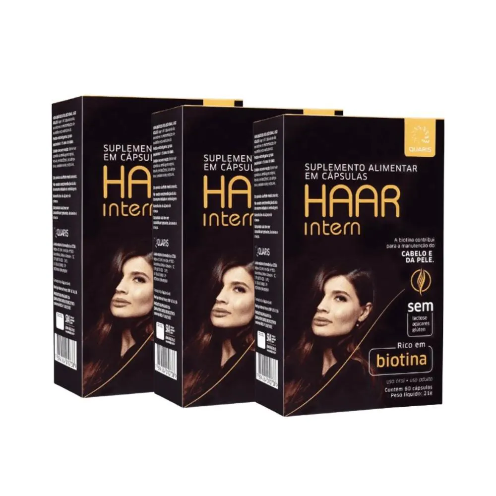 KIT 3X VITAMINA HAAR INTERN CABELO E PELE 60 CPS - QUARIS