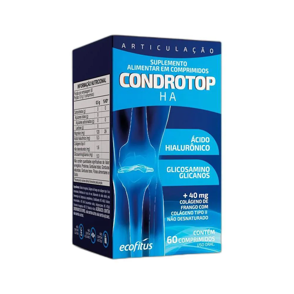 SUPLEMENTO ALIMENTAR CONDROTOP HA 60 CPR - ECOFITUS