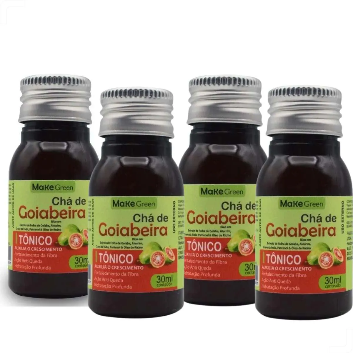 KIT 04 TôNICO CHá DE GOIABEIRA 60ML - CRESCIMENTO CAPILAR