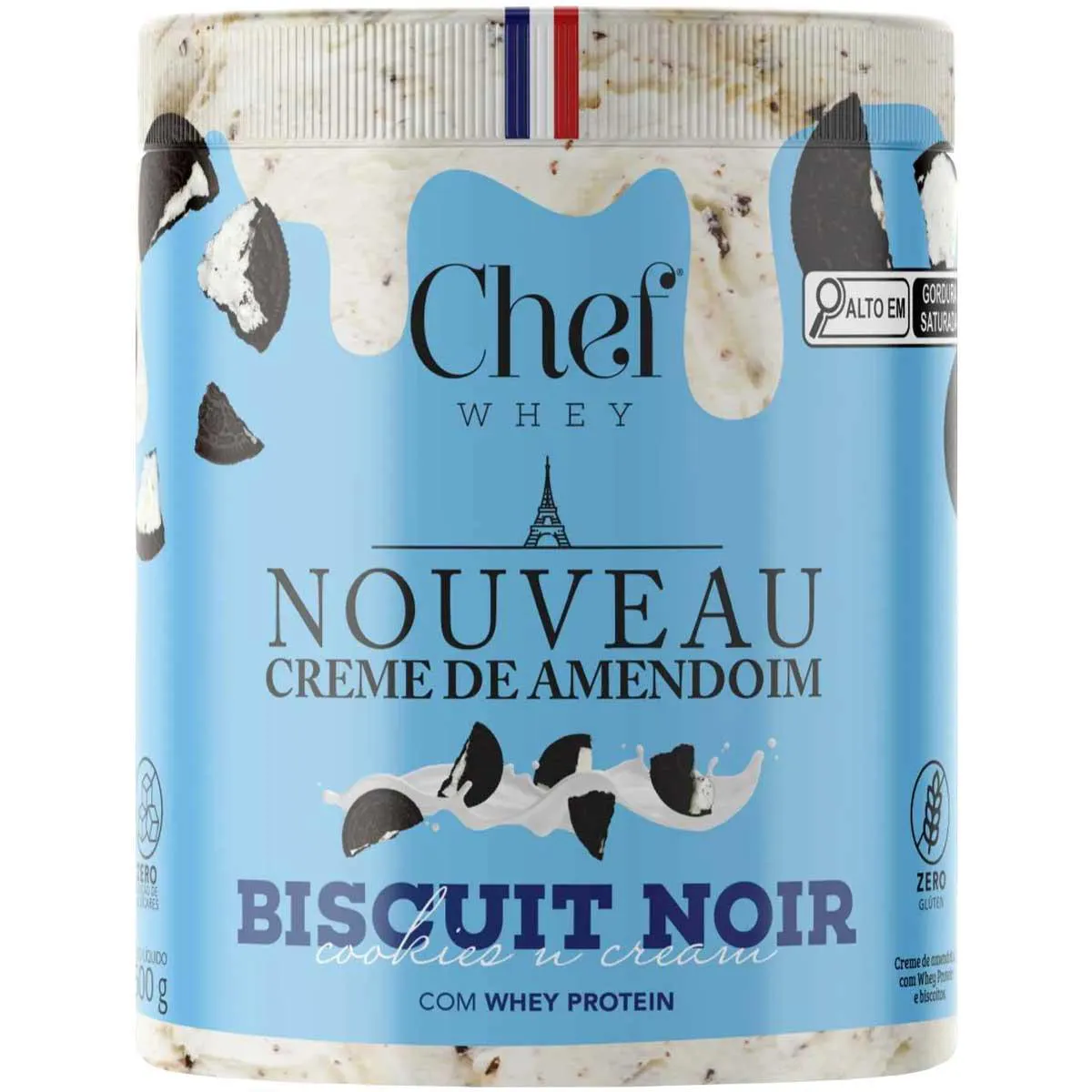 CREME DE AMENDOIM SEM AçUCAR CHEF WHEY 600G COOKIES CREAM