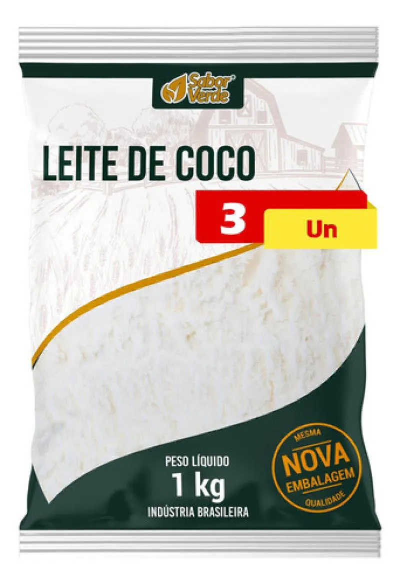 LEITE DE COCO EM Pó 3 X 1KG SABOR VERDE