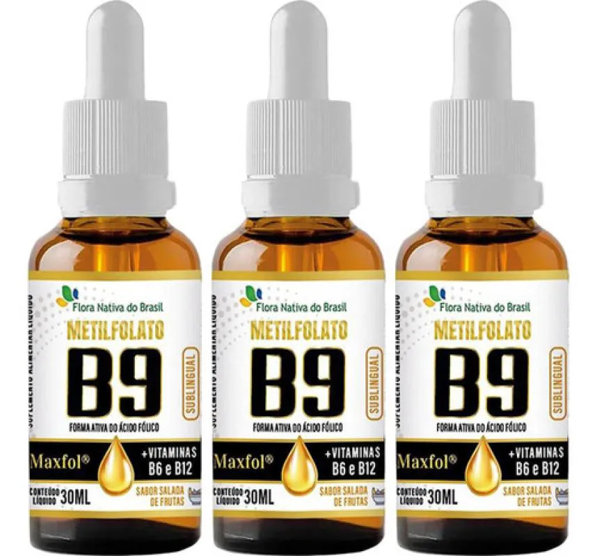 VITAMINA B9 SUBLINGUAL METILFOLATO 3 X 30ML FLORA NATIVA