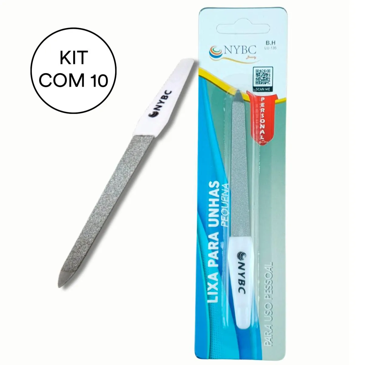 KIT 10 LIXA PARA UNHAS PEQUENA ( 13,5 CM) INOX NYBC