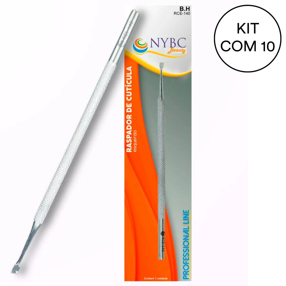 KIT 10 RASPADOR DE CUTíCULA ESQ (14,0 CM) INOX 420 NYBC