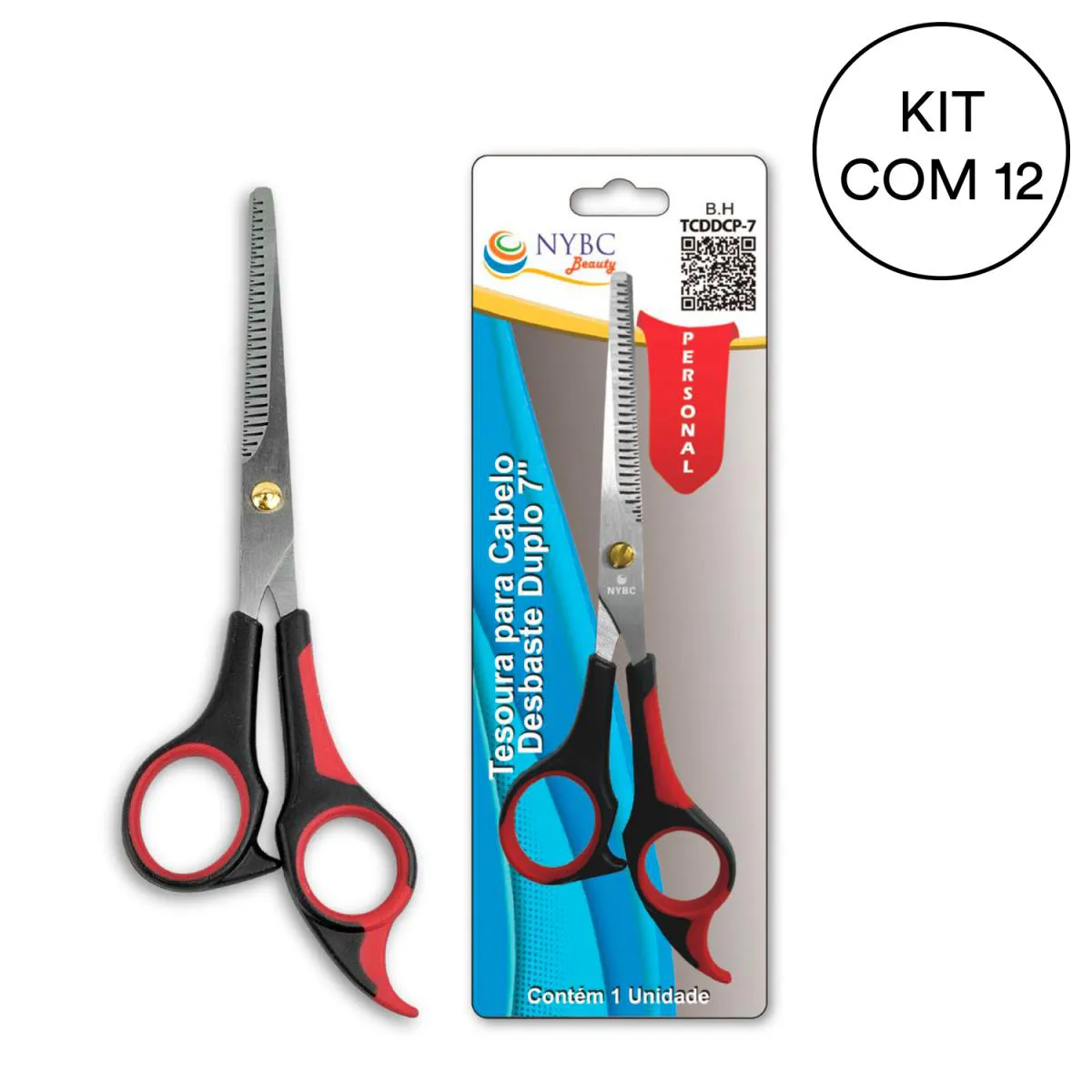 KIT 12 TESOURA P/ CABELO DESBASTE SIMPLE 6 1/2" - 165MM NYBC