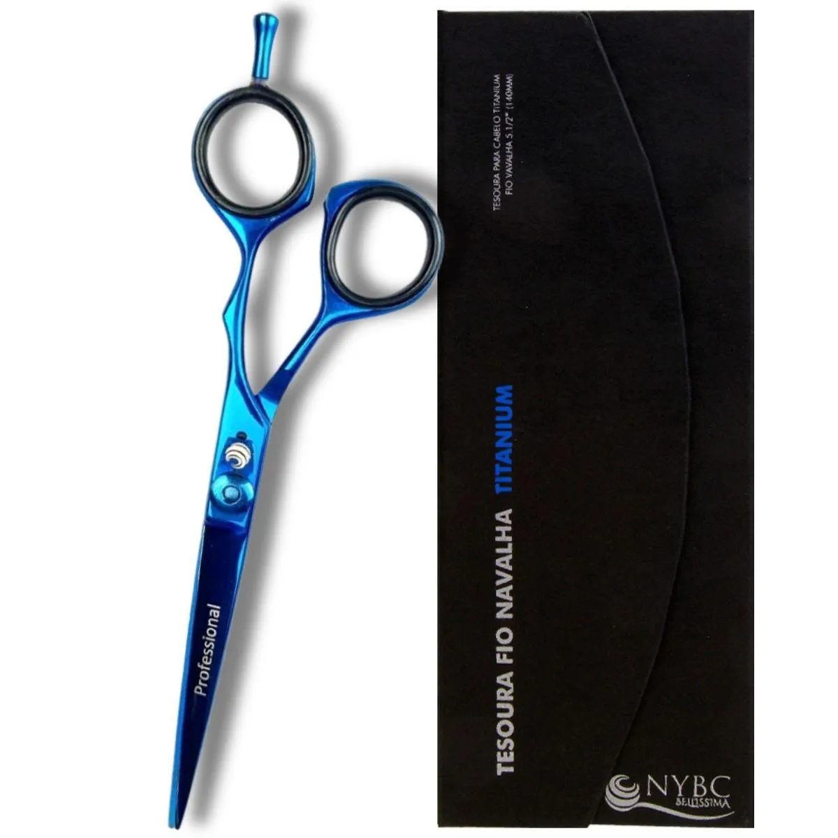 TESOURA PROFISSIONAL CABELO FIO NAVALHA TITANIUM 5 1/2" CM