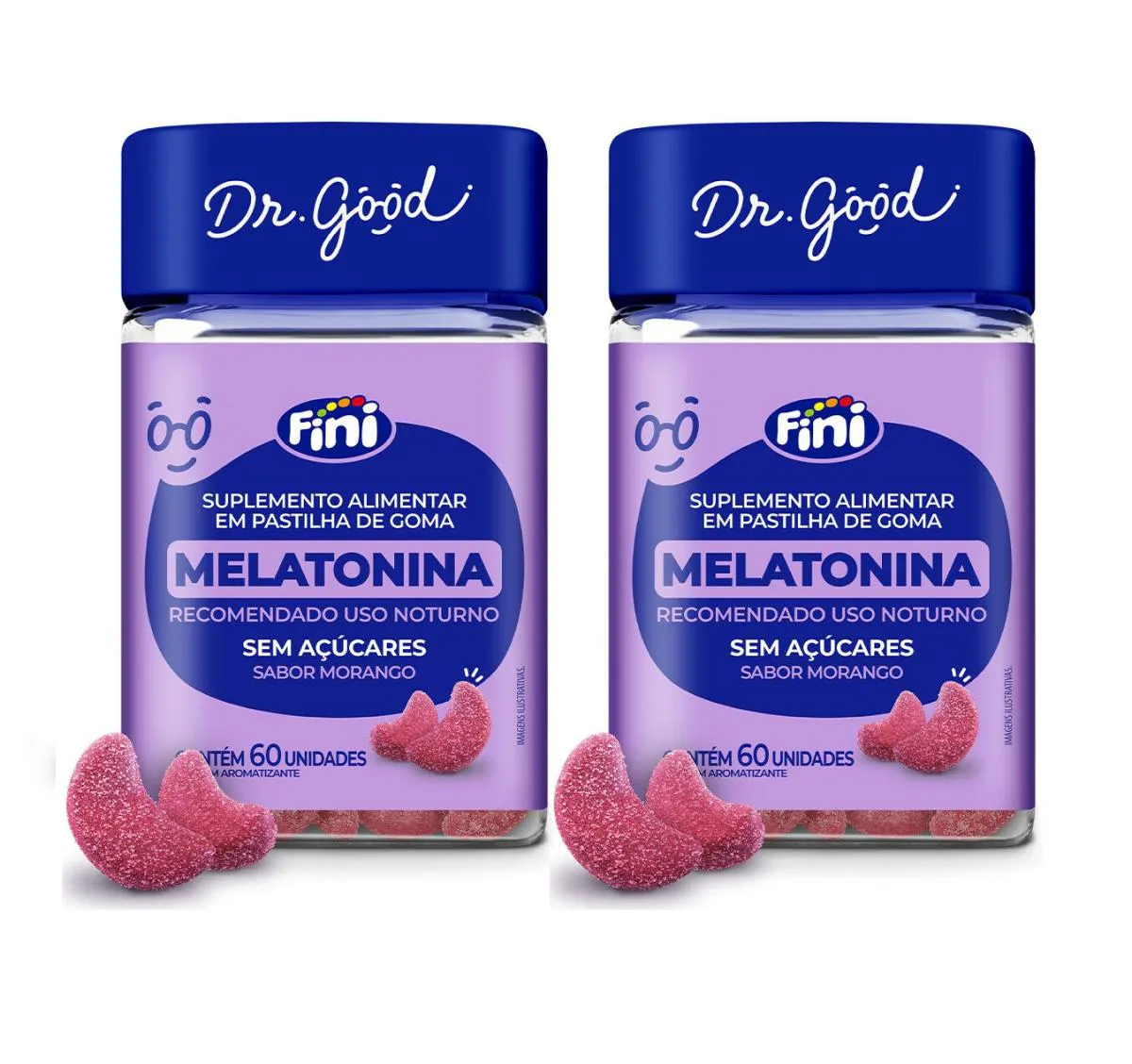 KIT 2 SUPLEMENTO MELATONINA 60 GOMAS FINI MORANGO - DR. GOOD