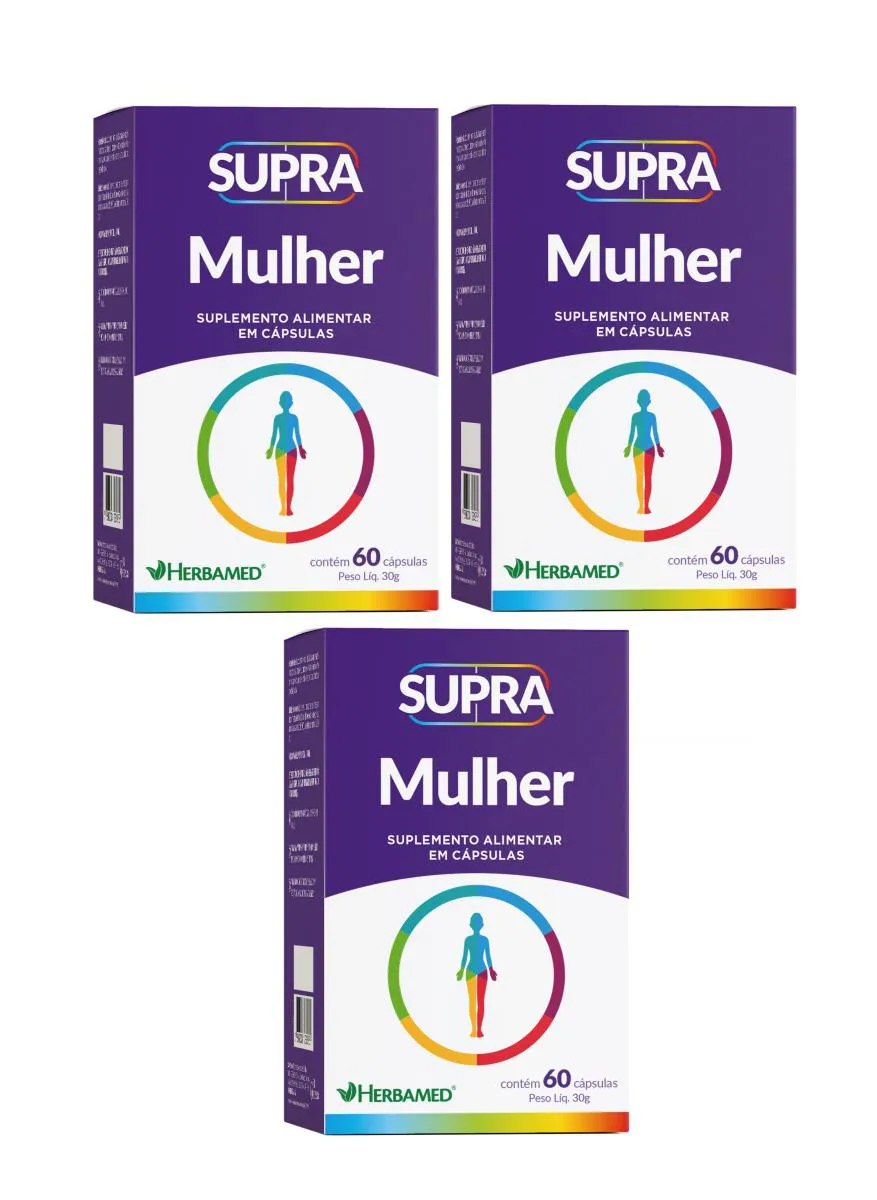 KIT 3 SUPRA MULHER SUPLEMENTO ALIMENTAR 60 CáPS. - HERBAMED