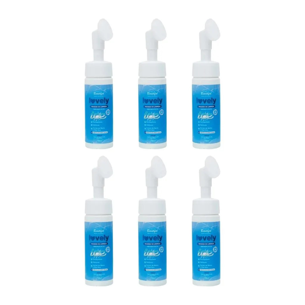 MOUSSE FACIAL LOVELY 150ML DE LIMPEZA ICE - KIT C/ 6UN