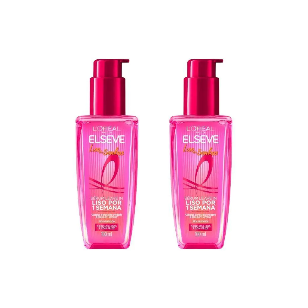 SERUM CAPILAR ELSEVE 100ML LISO DOS SONHOS - KIT C/ 2UN