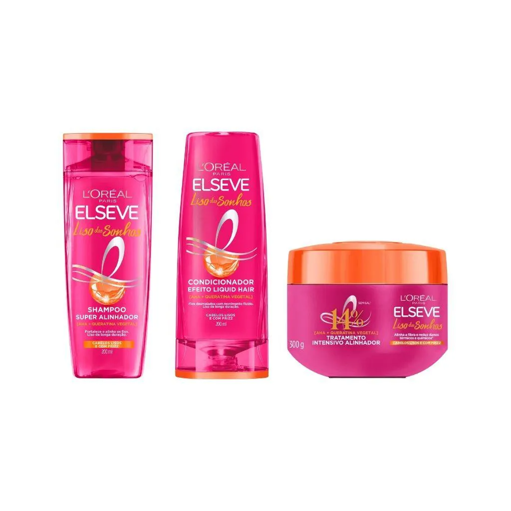 KIT ELSEVE LISO DOS SONHOS SH 200ML+COND 200ML+CREME DE TRAT