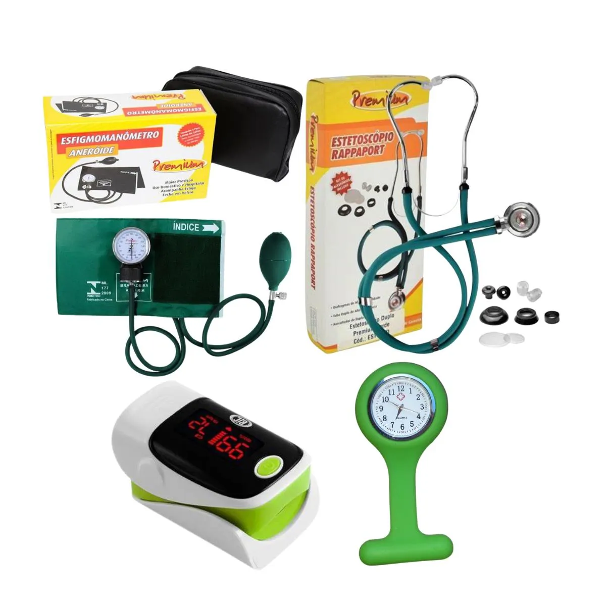 MEDIDOR DE PRESSãO BATIMENTOS E RELóGIO ESTETO VERDE