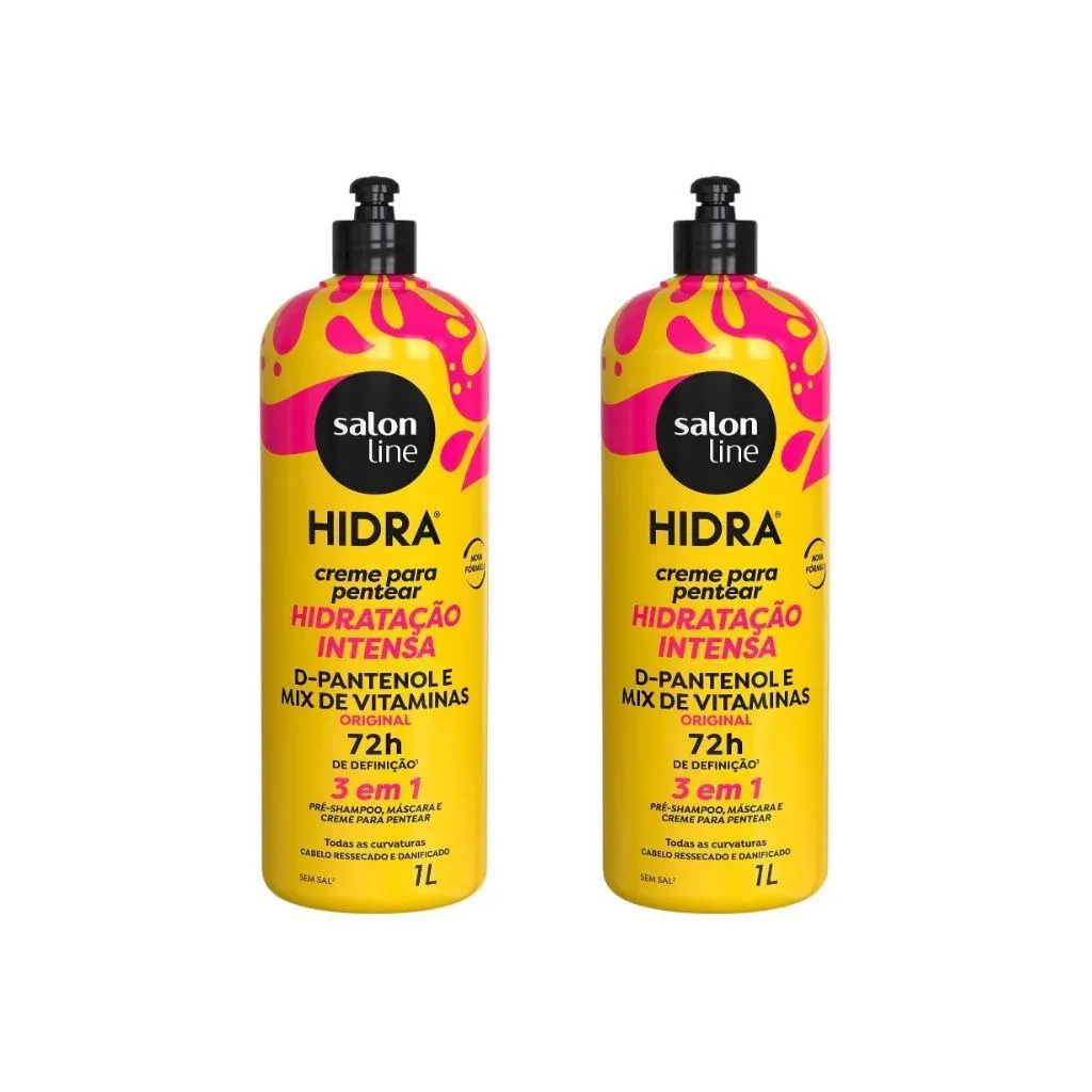 CREME PARA PENTEAR SALON LINE 1 LT HIDRA ORIGINAL KIT C/ 2UN