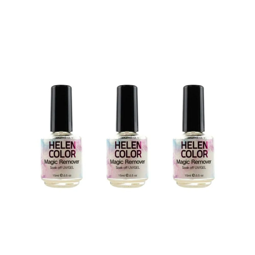 KIT HELEN COLOR REMOVEDOR DE ESMALTE EM GEL 15MLS COM 3 UN