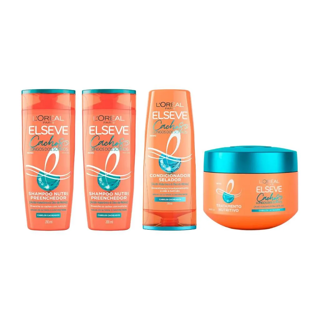 KIT ELSEVE CACHOS DOS SONHOS 2 SH 200ML+COND 200ML+MASC 300G
