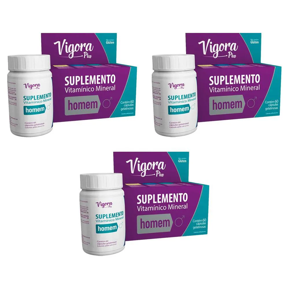 KIT 3 VIGORA PLUS HOMEM COM 60 CáPSULAS - PRATI